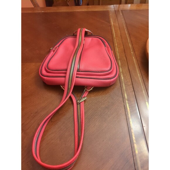 VALENTINA Made in Italy Red Leather Double Entry Convertible Bag Backpack. main image 13